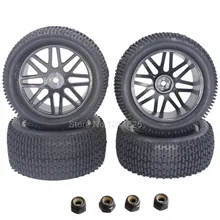 4 Unids/lote RC Neumáticos y Llantas De Goma Buje Hexagonal 12mm Para 1/10 escala Nitro Off Road Buggy Eléctrico Delantero/Trasero 2wd 4wd Neumáticos