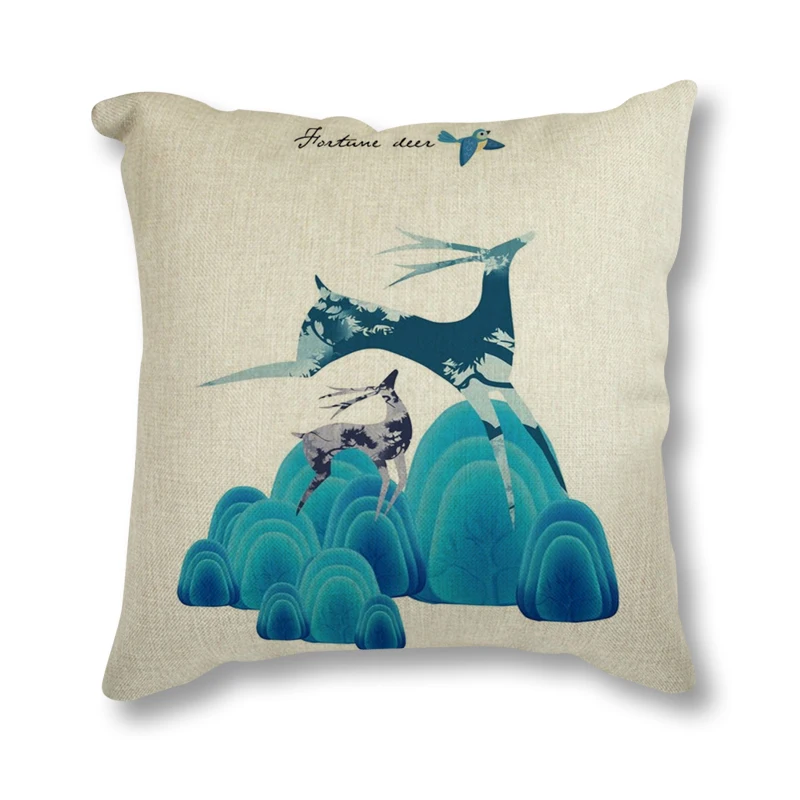 

Seat Cushion Cotton Linen Cushion Christmas Deer Throw Pillow Sofa Car Bedroom Decorative Pillows 45x45cm Almofada Home Decor