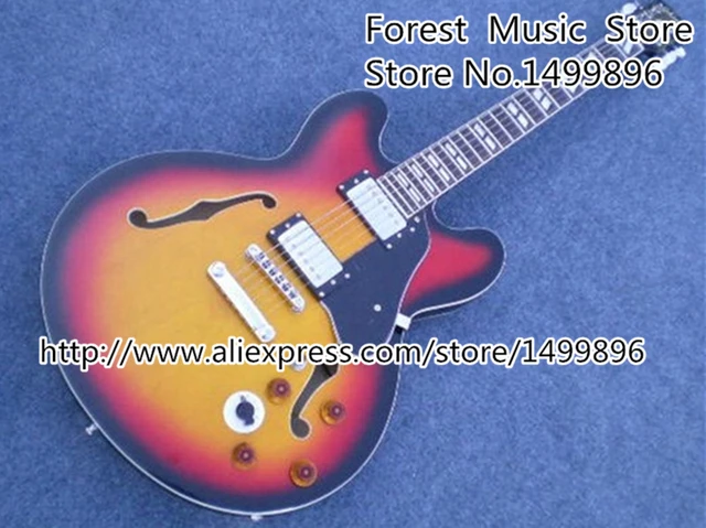 Cheap Musical Instrument Cherry Sunburst ES Electric Classical Jazz Guitar China Left Handed Available