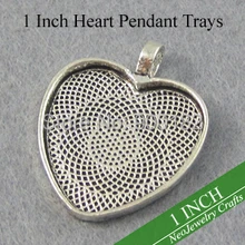 1 дюйм античная серебряная подвеска-Сердце лоток, античная серебряная подвеска-сердце Безель, сердце пустая заготовка кулона
