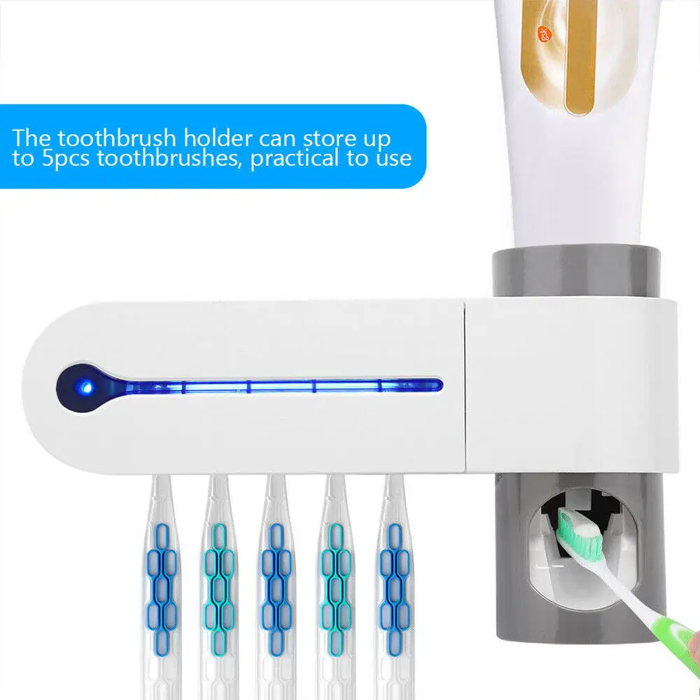 Автоматический диспенсер для зубной пасты держатель стерилизатора очиститель OrganizerAntibacteria 2 в 1 УФ-светильник ультрафиолетовая зубная щетка