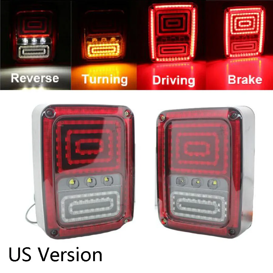 

2PCS Plug and Play LED Taillight Assembly Reverse Brake Tail Lights With US EU Version For Jeep Wrangler 07-15 Taillight New
