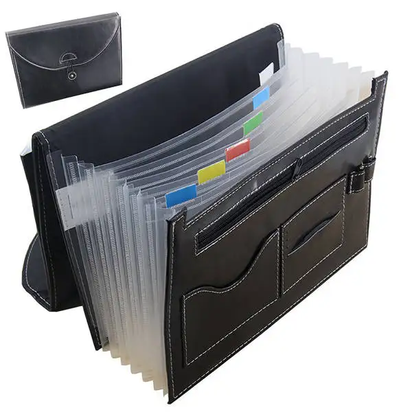 

Hot sale Expanding File Folder 7 Pockets, black Accordion A4 folder