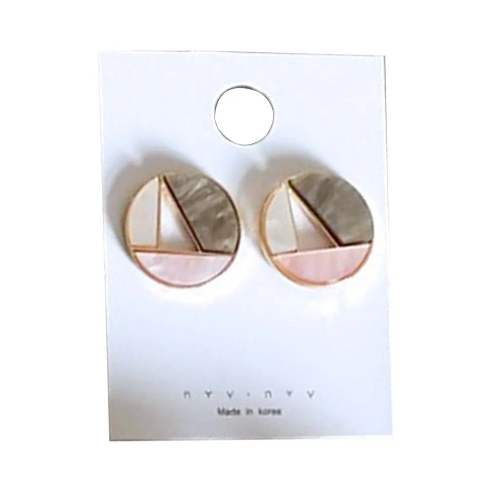 

Acrylic earrings contrast color mosaic triangle geometry acetate stud earrings
