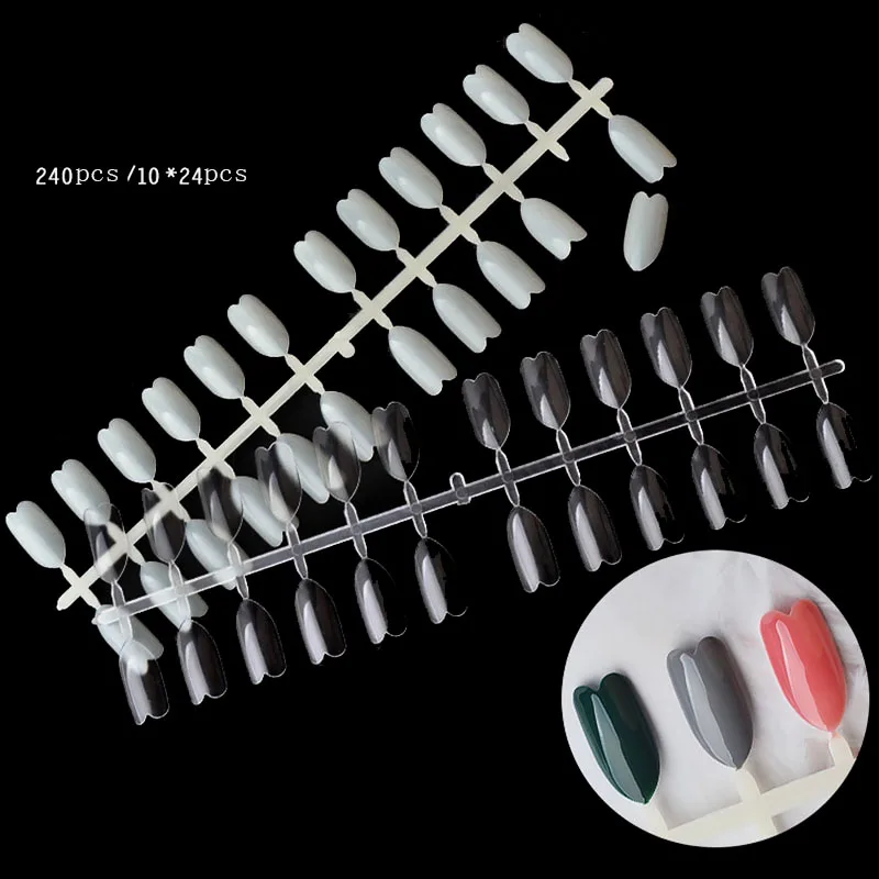

240pcs/lot Nail Flat Solid Color Swatch Painting Practice Swatch Nail Oil Glue Color Plate Box Special Nail Sample Display Nail