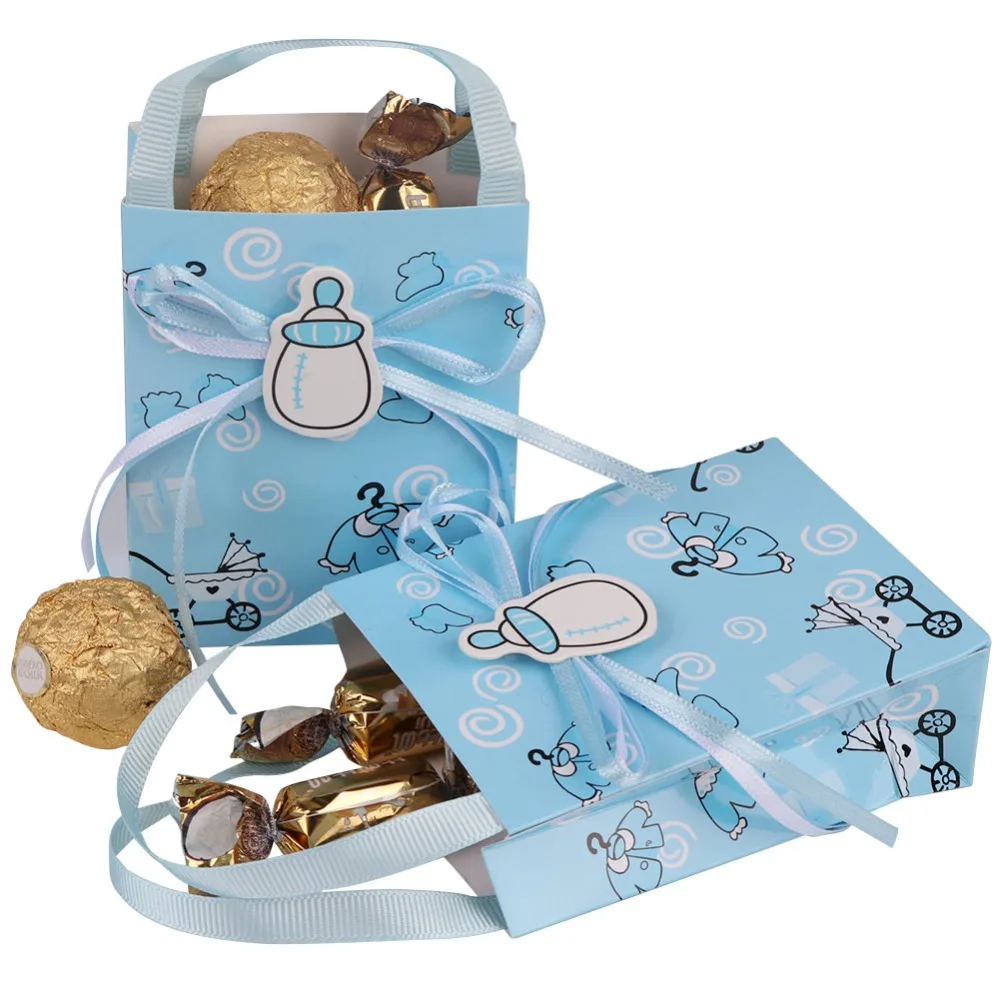 OurWarm 36 шт Babyshower девочка мальчик торт упаковочные бумажные пакеты с ручками коробка шоколада Сумка для печенья украшение для шоколадных конфет