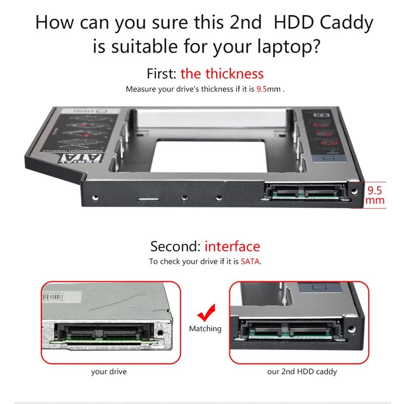  DeepFox Kunststoff Optibay 2nd HDD Caddy 95mm SATA3.0 25 