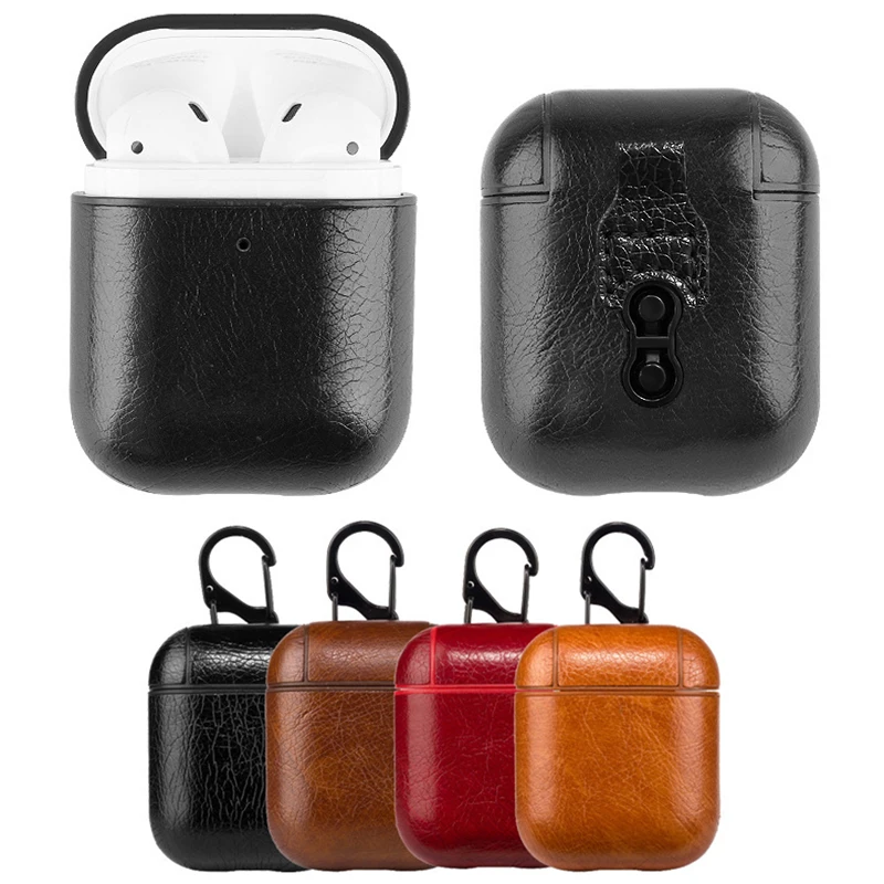 Деловой чехол для наушников Apple Airpods 2 ремешок из искусственной кожи Bluetooth