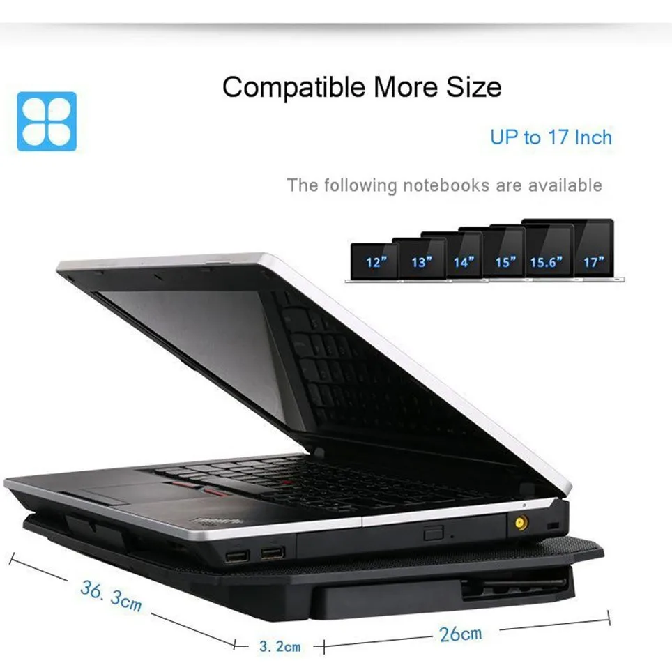  SeenDa Laptop Stand Holder 5 levers Adjustable Height Notebook Cooler Stand with 2 USB Fans for Mac