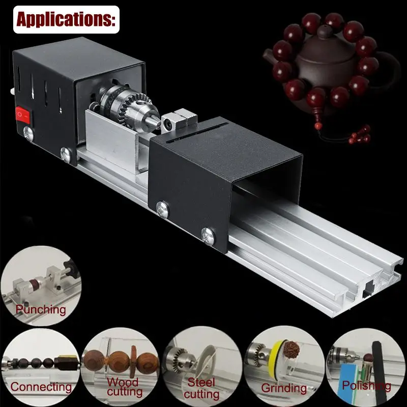 200 Вт мини токарный станок с бусинами станок для деревообработки Diy инструмент для деревообработки фрезерный шлифовальный станок для полировки резьбы сверло роторный набор инструментов