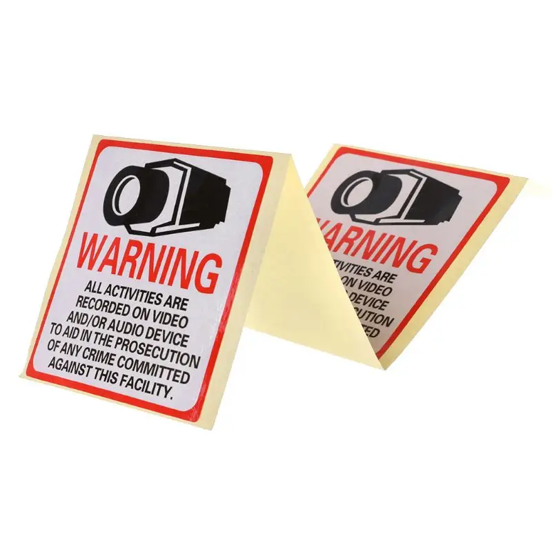 8 PCS تحذير ملصقات الأمن كاميرا في استخدام الذاتي في adhensive السلامة التسمية علامات صائق
