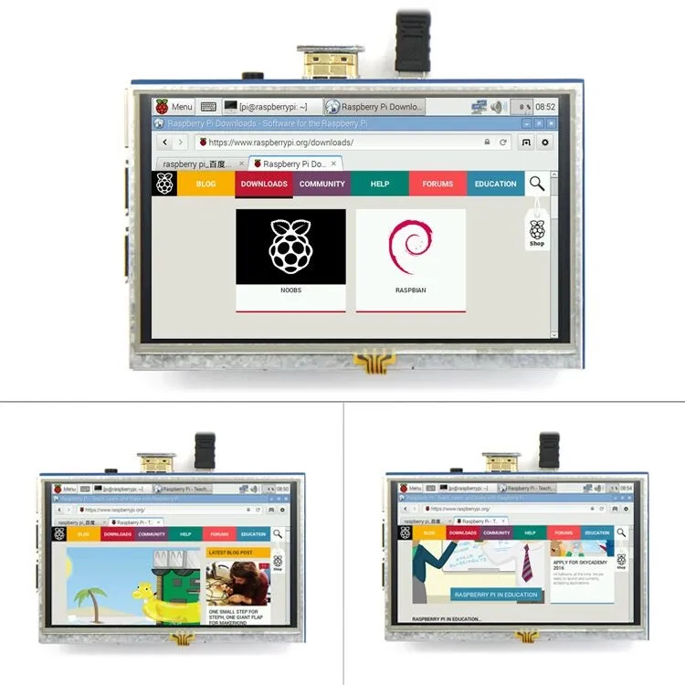 ЖК-модуль 5,0 дюймов Pi TFT 5 дюймов резистивный сенсорный экран ЖК-экран Щит Модуль HDMI интерфейс для Raspberry Pi 3 A+/B+/2B