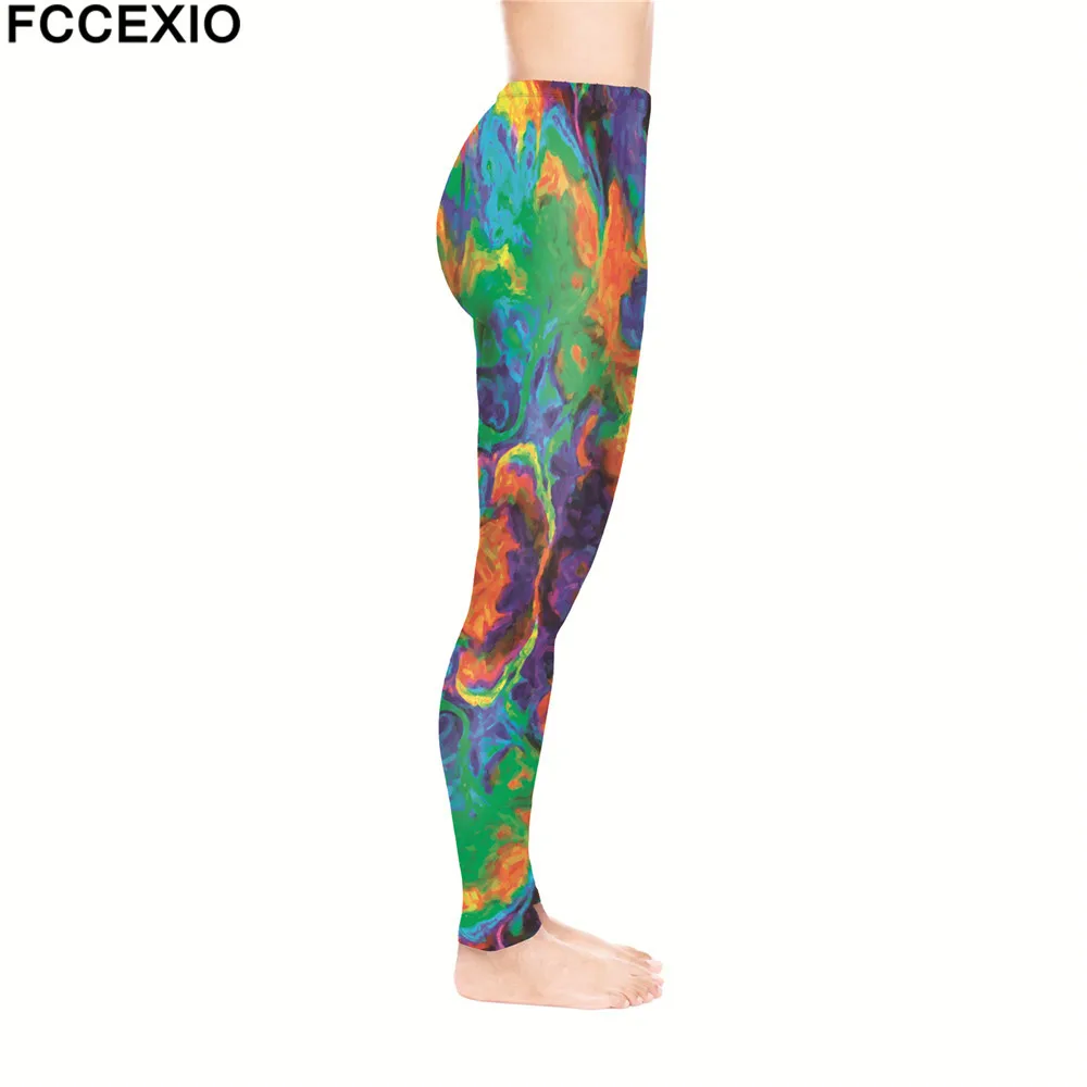 FCCEXIO, бренд, женские штаны для тренировок, высокая талия, леггинсы для фитнеса, для художника, 3D принт, Женские легинсы, обтягивающие брюки