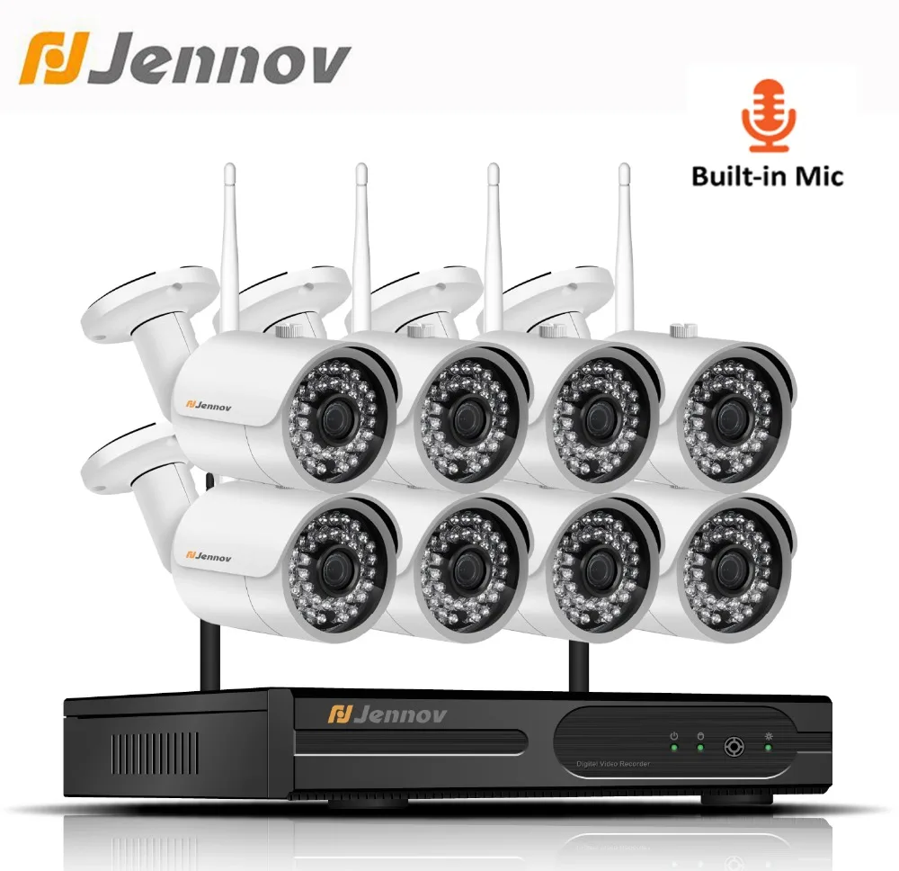 

Jennov 1080P 8CH 2MP Audio Record System CCTV Kit Video Surveillance IP Camera Wifi Security Camera System Wireless NVR P2P HD