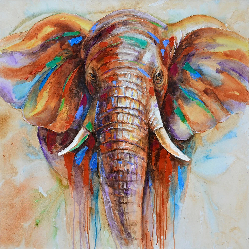 High Quality Wildlife Colorful Elephant Picture Print Canvas Prints 