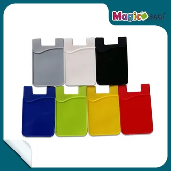 

Rectangle various color for selection adhesive mobile back card holder silicone universal phone sticker pocket