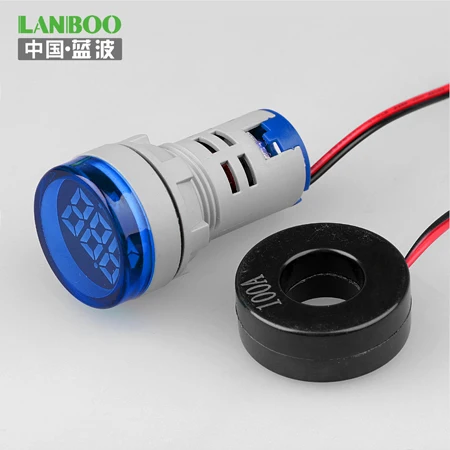 LANBOO 22 мм цифровой дисплей Амперметр 0-100A Амперметр индикатор сигнальный светильник Амперметр Тестер Измерение с 220 В AC - Цвет: Blue