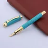 Regalo de METAL dorada pluma fuente de Color de lujo turquesa 0,5mm bolígrafo, papelería de oficina de la escuela suministros plumas de tinta de escritura ► Foto 3/4