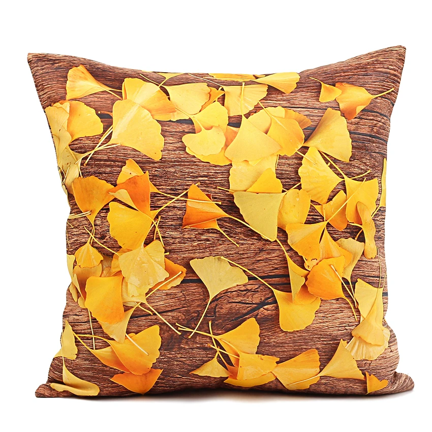 High Quality Cushion Cover Yellow Leaves Wood Decorative Pillow Covers