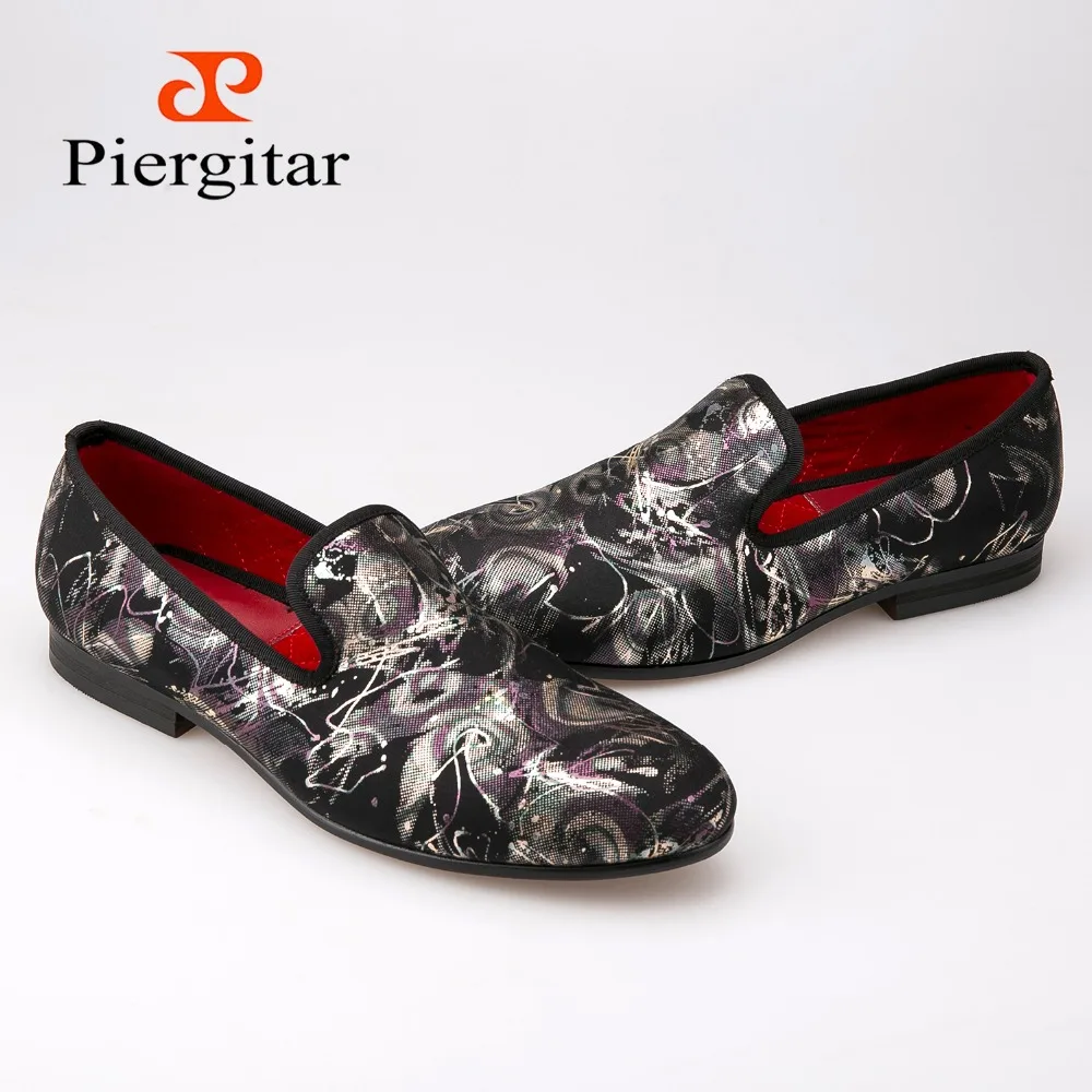 

Piergitar Couple Style Black camouflage print Men casual shoes Men Plus Size Loafers Men's Flats Size US 6-14 Free shipping