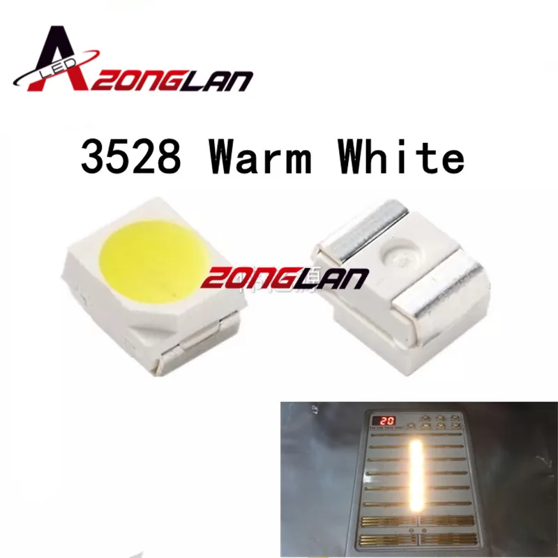 

For Wholesale Warm white POWER TOP 1210 3528 SMD SMT PLCC-2 Ultra Bright LED 100PCS NEW 35mm*28mm*0.8mm