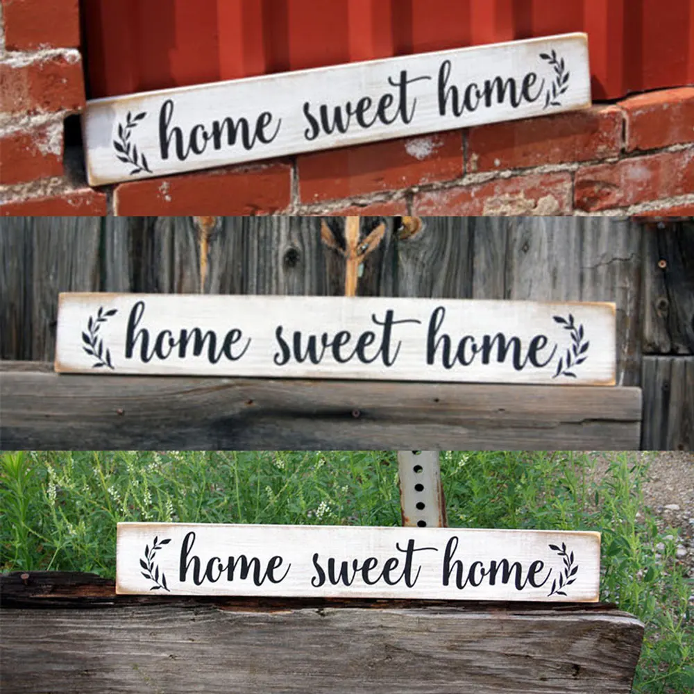 البيت السعيد خشبية ريفي الخشب علامة الرف خزانة الإبداعية خمر هووسورمينغ الطاولة انقطاع كلمة ديكور مستطيل الشكل