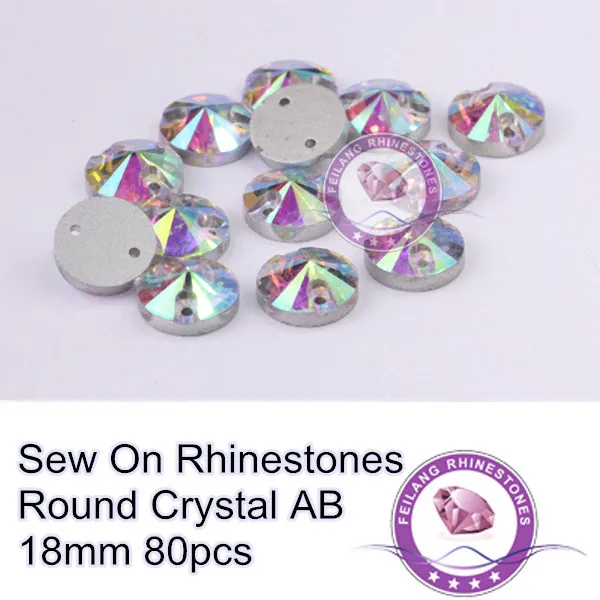 High Quality Sewing Rhinestones 2 holes Rhinestone Crystal AB 80pcs For