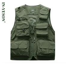 Бренд Летний кружевной жилет с множеством карманов дышащая репортер Фотограф Жилет Для мужчин Стрельба Тактический верхняя одежда жилет