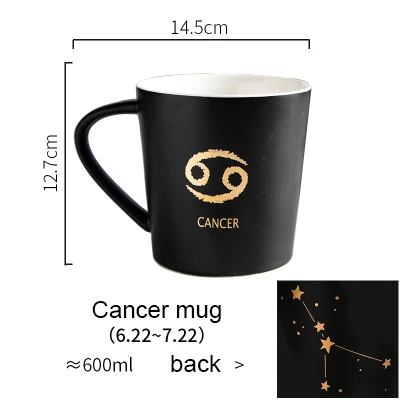 Керамическая кофейная кружка, чашка для молока, посуда для напитков, 12 созвездий, чашка, простые и креативные кружки Akuhome - Цвет: Cancer mug