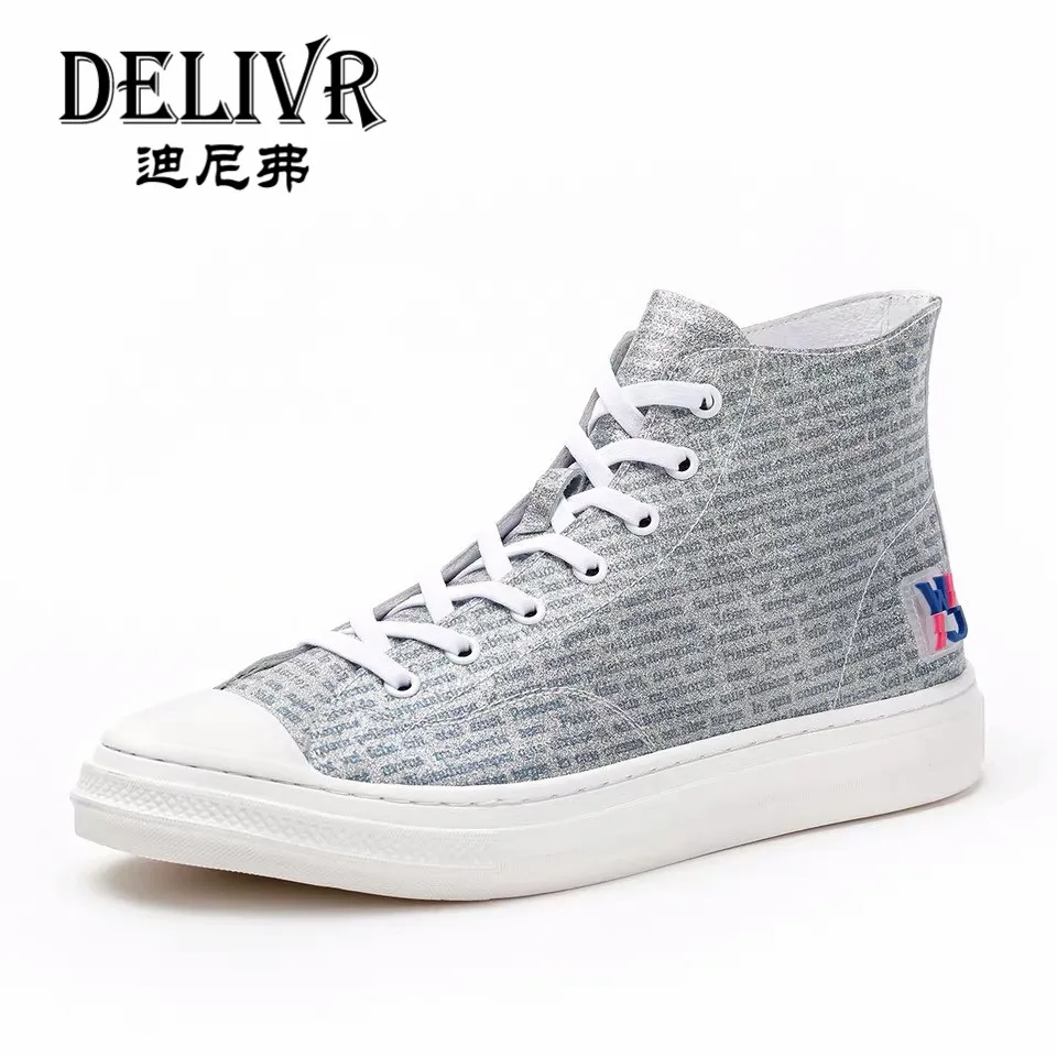 

Delivr Genuine Leather Boots Men 2019 Silver High Top Mens Shoes Casual Men Ankle Boots Martins Boots Outdoor Running Mens Shoes