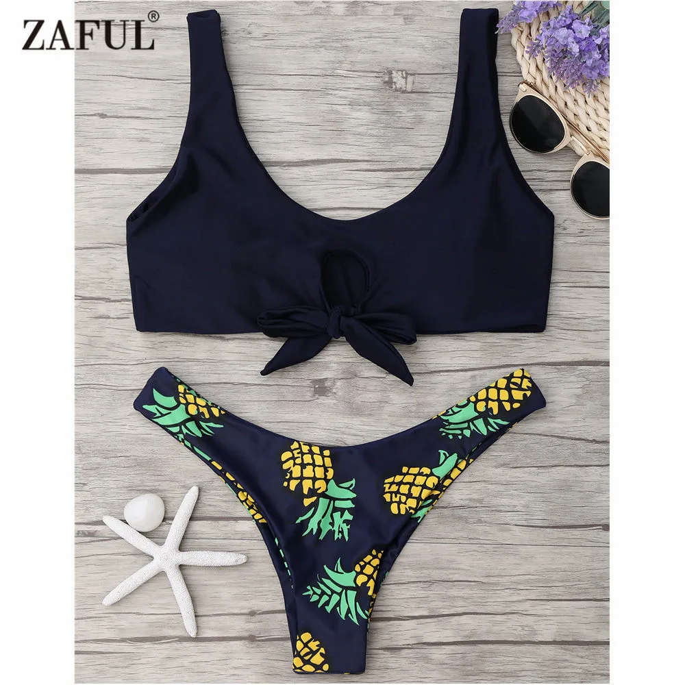 Zaful 2017 Женщин Новый Ананас Печать Стринги Бикини Комплект Лето Сексуальный Swimwear Бретельках Купальник Красочные Купальники Zaful 2017 Женщин Новый Ананас Печать Стринги Бикини Комплект Лето Сексуальный Swimwear Бретельках Купальник Красочные Купальники
