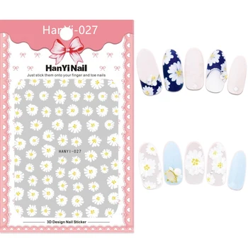 HanYiNail-pegatina de dibujos animados para uñas, para Manicura, con dibujos de ratón, Emojo, flores, plumas, arte de uñas, Harajuku, 001-027