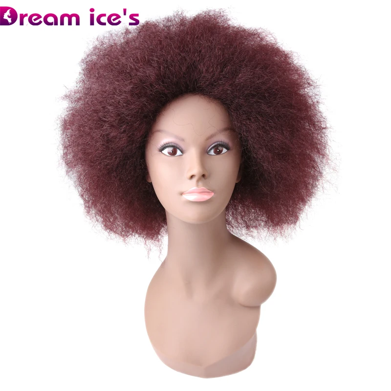 

Dream ice's synthetic Afro curly short black brown red wig colored wigs for cosplay and black women