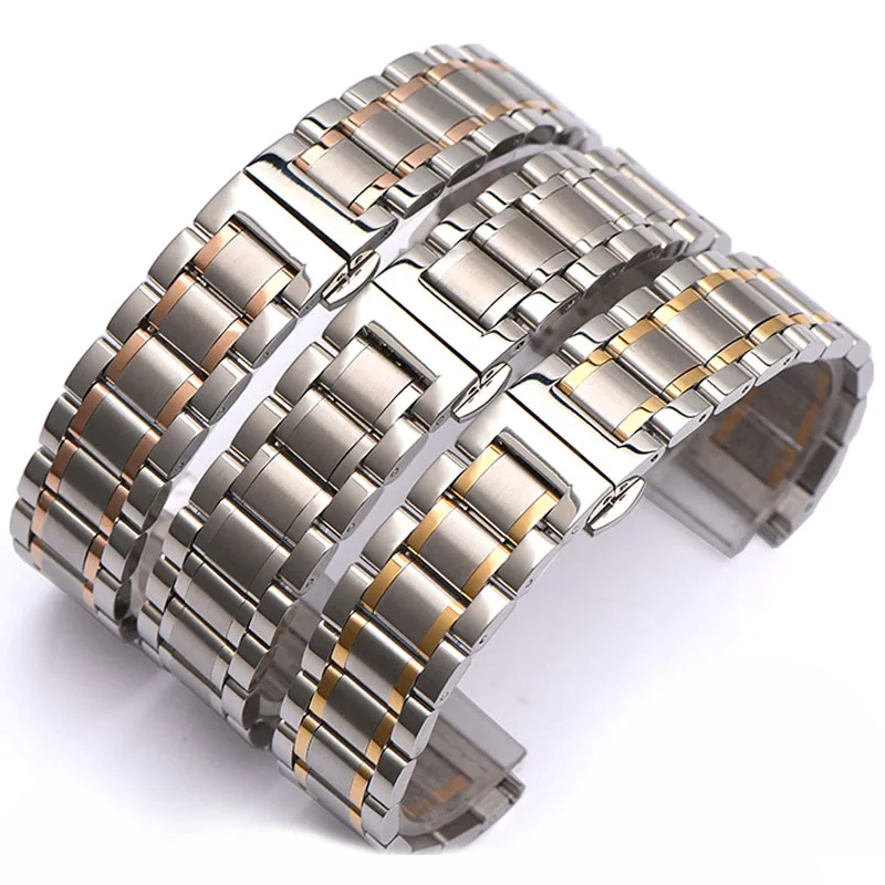 

Stainless Steel Watchbands Watch Band Strap Replacement Link Flat Band 5 Beads 14mm 16mm 17mm 18mm 19mm 20mm 21mm 22mm 24mm 26mm