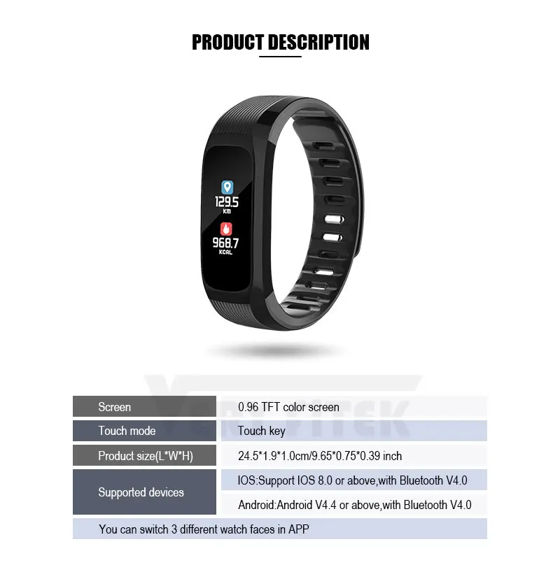 UP9 pro Smart Band Music Control Fitness Tracker Blood Pressure Heart Rate Monitor Wristband Smart Bracelet For Android IOS (9)