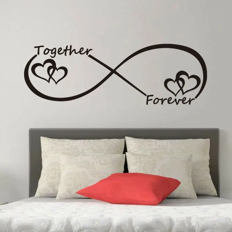 Romantic Infinite Love Forever Heart Wall Sticker Bedroom Kids Rooms Furniture Decoration Wallpaper Carved Vinyl Art Wall Decals