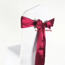 100 шт./партия, бордовые атласные чехлы для стульев, украшения для свадеб, бантик для стула, украшение на стул для свадьбы