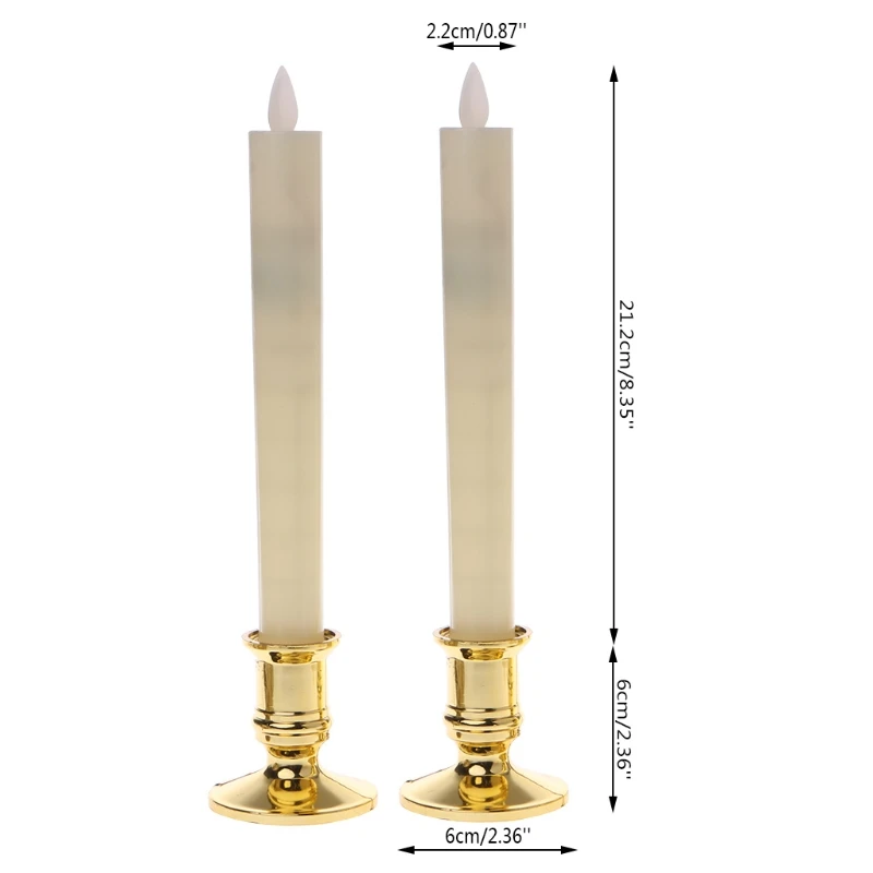 2 шт. Электрический мерцающий беспламенный светодиодные свечи со съемным золотым основанием