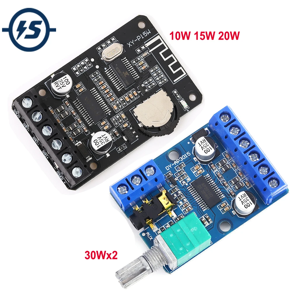 

High-Power Stereo Digital Power Amplifier Board 12V 24V 30W+30W 10W/15W/20W Power Supply DIY Module