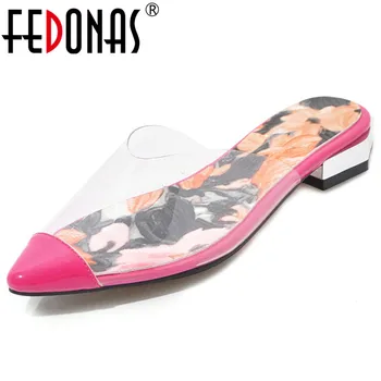 

FEDONAS New Fashion Women Pumps Insole Printing Style Low Heeled Sweet Prom Party Casual Slippers Spring Summer Shoes Woman