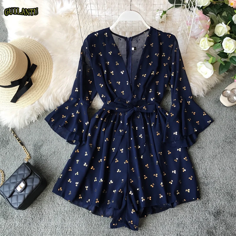 Fashion Elegant Sexy Bohemian Short Jumpsuit Women Chiffon Print Bandage Red Playsuit Female Casual Beach Wide Leg Party Romper Fashion Elegant Sexy Bohemian Short Jumpsuit Women Chiffon Print Bandage Red Playsuit Female Casual Beach Wide Leg Party Romper