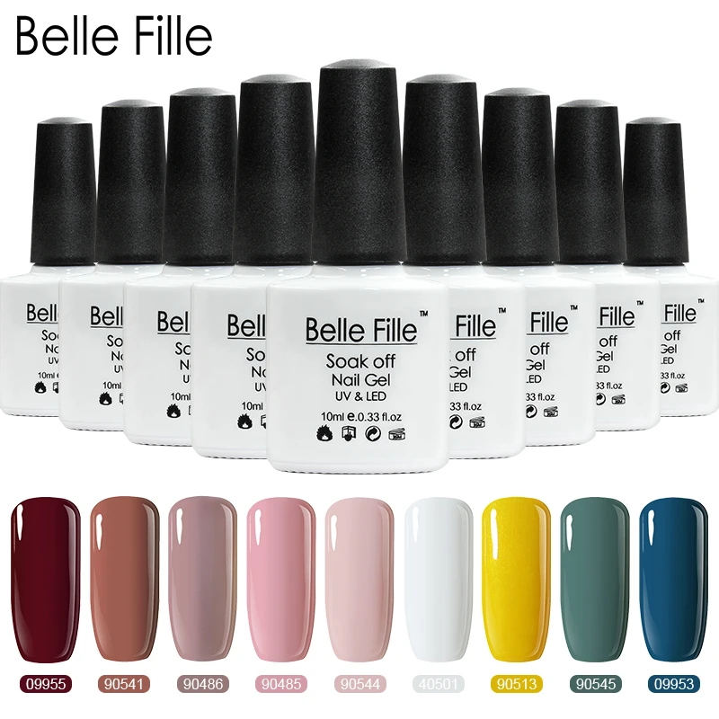 

Belle Fille White Pink Color 10ml Gel Nail Polish UV Soak Off Gel Polish Gel Lacquer Lak Nail Art Vernis Semi Permanant 40501