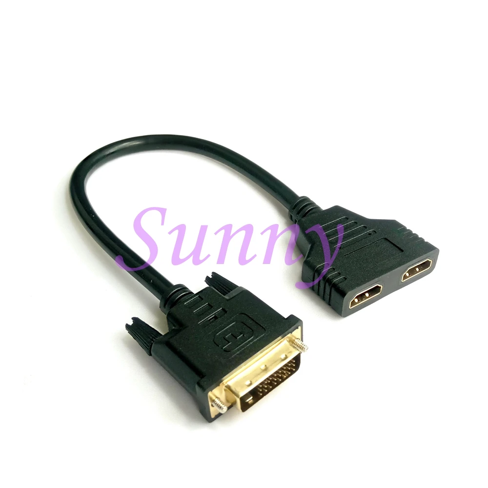 Позолоченный DVI 24+ 1 Мужской до 2* HDMI 19-Pin Женский сплиттер Кабель-адаптер HDMI кабель для HDTV lcd DVI-D Преобразование HDMI 1080P