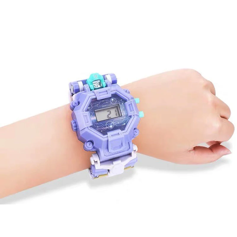 

New Style Colorful Children's Creative Cartoon Deformation Watch Electronic Robot Watch Puzzle Toys For Kids 6 Models