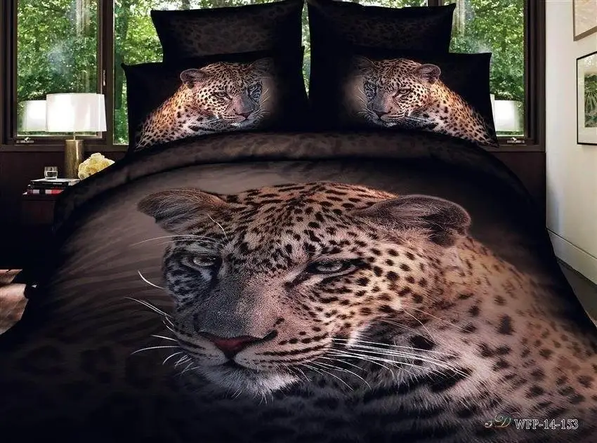 3D Leopard animal print bedding set queen size duvet cover bedspread