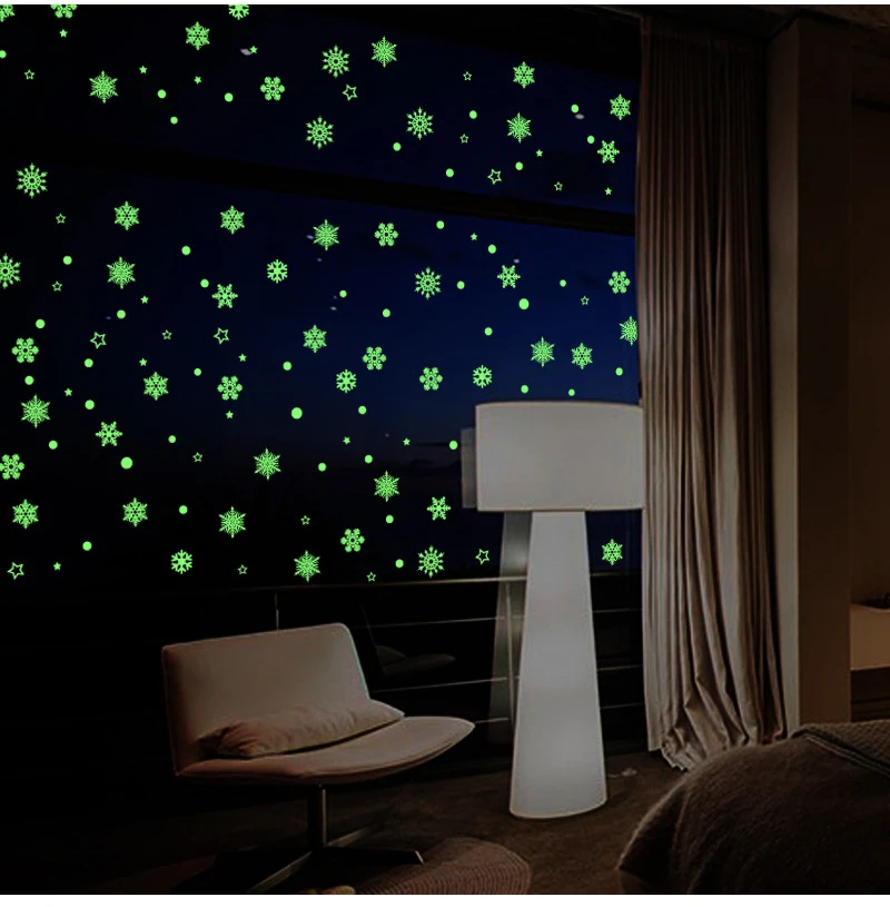 2019 New Year Merry Christmas Decorations for Home Luminous Snowflake Background Decorative Sticker Removable Navidad Natal (12)