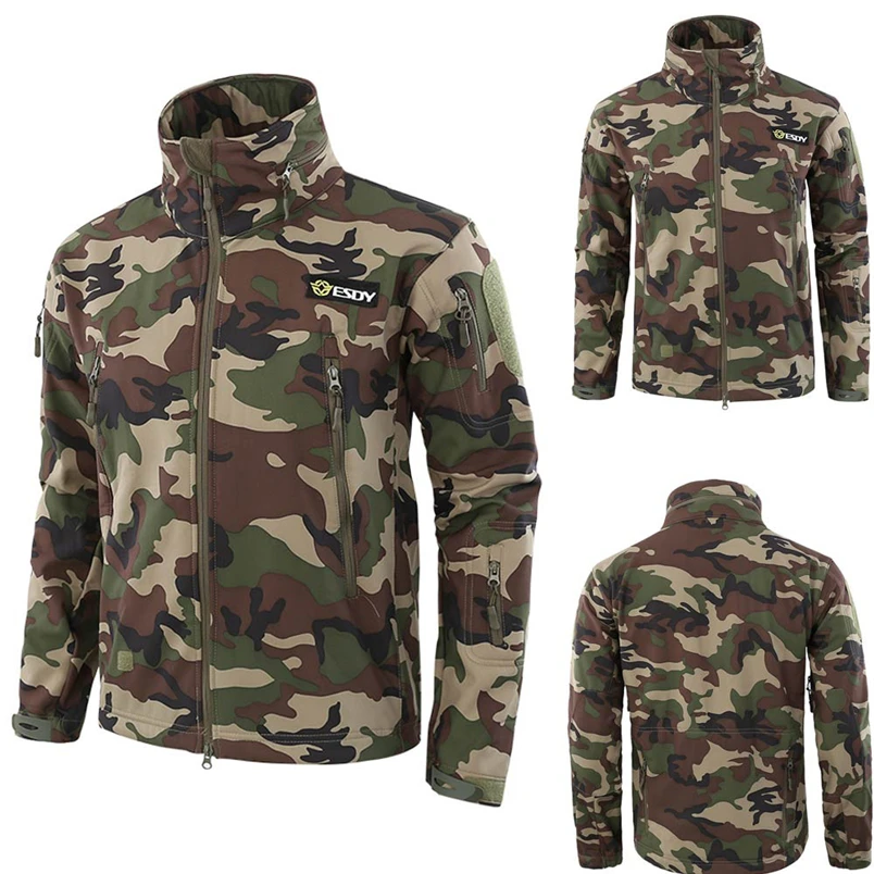 

Men Jacket Fashion Cloth Casual Coat Camouflage Outdoor Coat Hooded Jacket Sports Uniform Velvet Overalls #4OT25 #N