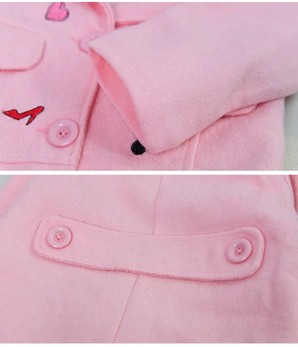 Шерстяное пальто для девочек в Корейском стиле, длинное розовое детское шерстяное пальто