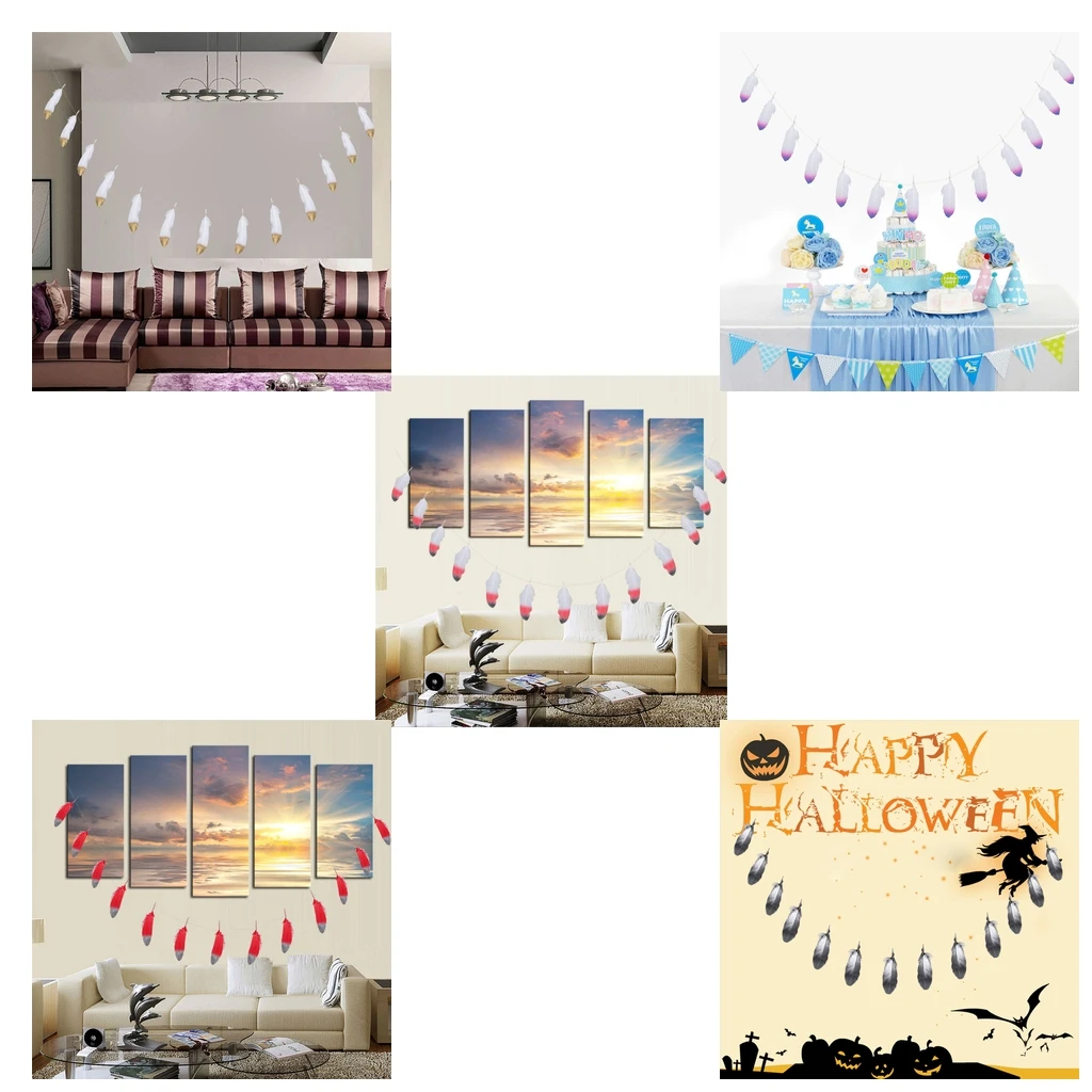 Feather Bunting Banner Garland DIY Wedding Party Decoration Photo Prop 