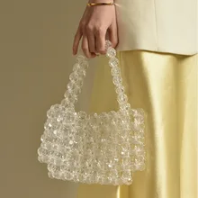 Кристально чистый прозрачный Бисероплетение Сумка женская маленькая мини сумка с плетением Роскошная дамская сумочка карманные сумки дропшиппинг Винтаж